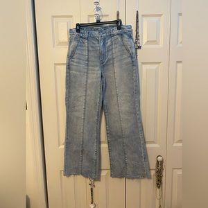 American Eagle Size 10 Baggy Wide Leg Jeans. Light wash